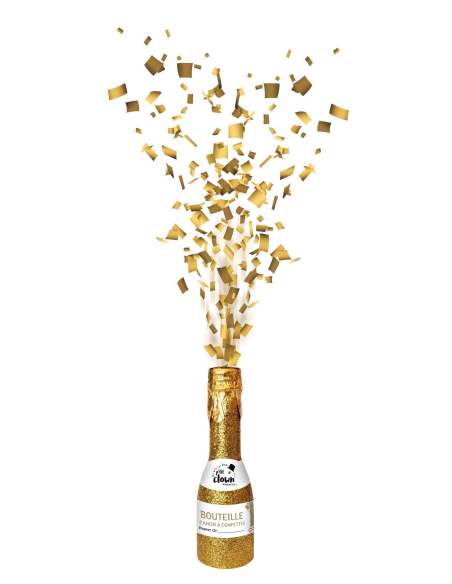 Bouteille canon à confettis or 16 cm – Effet festif pour mariage, Nouvel An et anniversaire