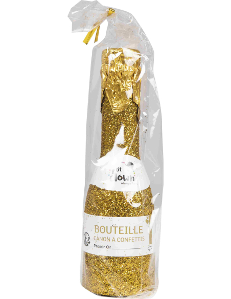 Bouteille canon à confettis or 16 cm – Effet festif pour mariage, Nouvel An et anniversaire