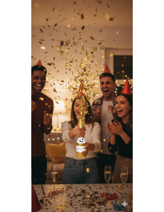 Bouteille canon à confettis or 16 cm – Effet festif pour mariage, Nouvel An et anniversaire 2