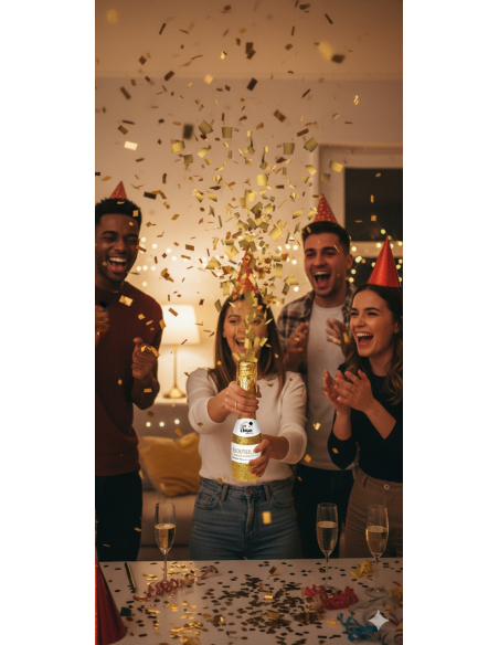 Bouteille canon à confettis or 16 cm – Effet festif pour mariage, Nouvel An et anniversaire