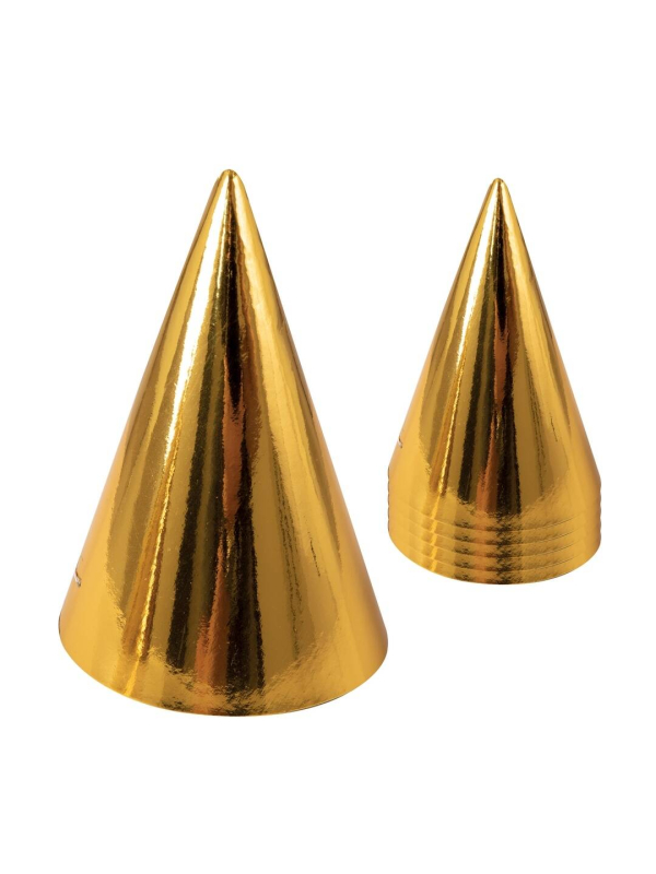 Chapeaux pointus or – Lot de 6 pour fête et Nouvel An