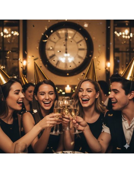 Chapeaux pointus or – Lot de 6 pour fête et Nouvel An