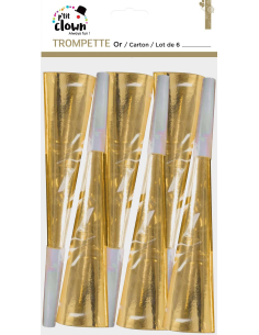 Trompettes or – Lot de 6 accessoires festifs pour fête et Nouvel An 2
