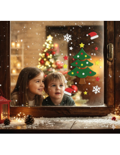 Décoration en gel de Noël 20 × 25 cm – Sapin, étoiles et accessoires festifs