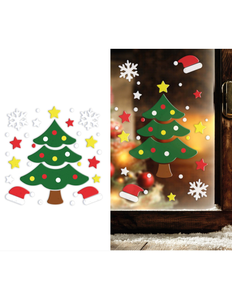 Décoration en gel de Noël 20 × 25 cm – Sapin, étoiles et accessoires festifs