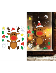 Décoration en gel 20 × 25 cm – Renne de Noël au nez rouge