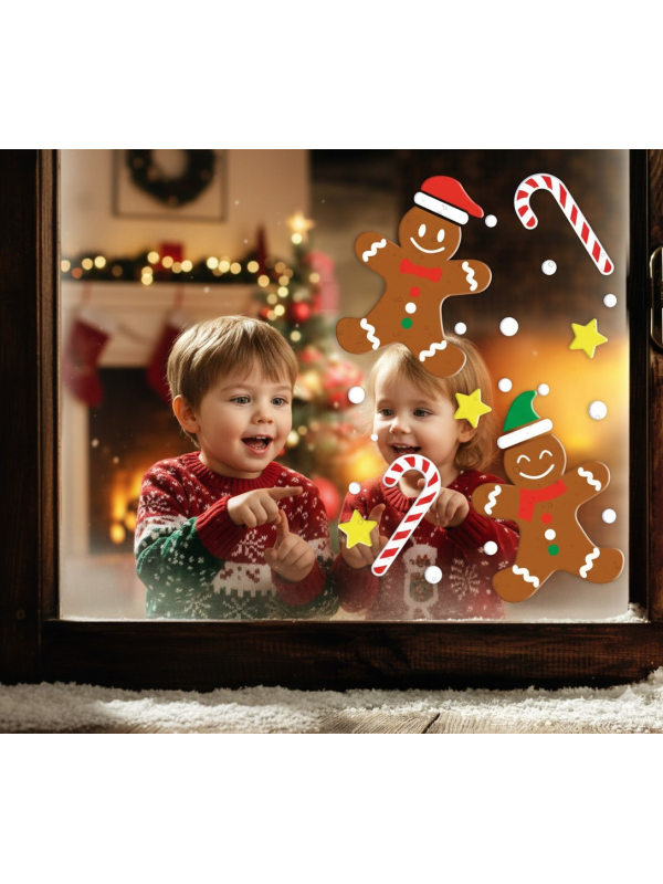 Décoration en gel Noël 20 × 25 cm – Biscuits pain d’épice