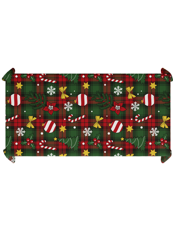 Nappe de Noël 137 × 274 cm – Motif sucre d’orge festif