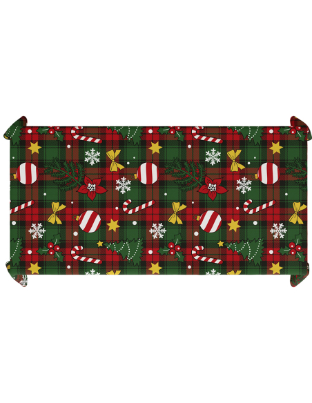 Nappe de Noël 137 × 274 cm – Motif sucre d’orge festif