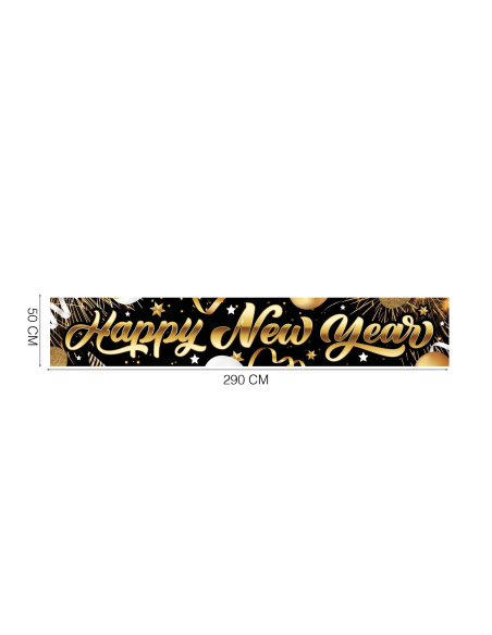 Panneau en tissu Nouvel An 290x50 cm – Décoration photo Happy New Year