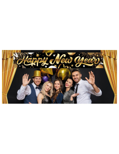 Panneau en tissu Nouvel An 290x50 cm – Décoration photo Happy New Year 2