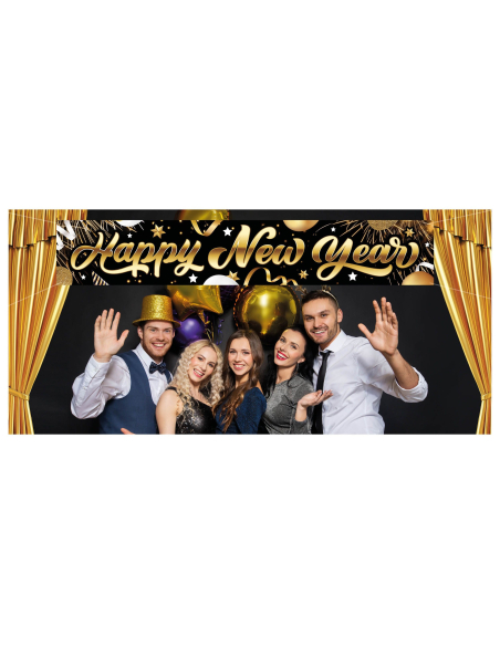 Panneau en tissu Nouvel An 290x50 cm – Décoration photo Happy New Year
