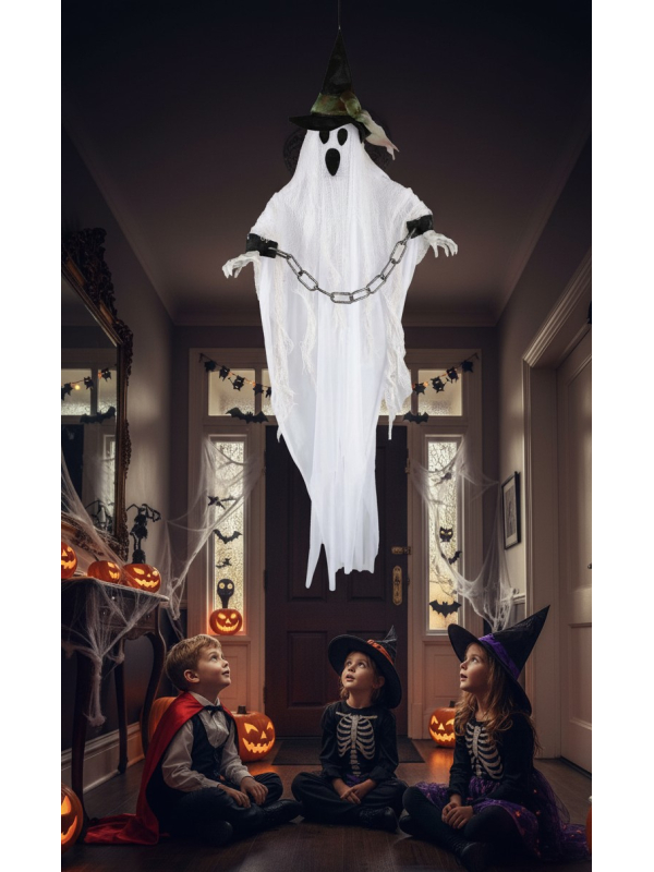 Fantôme Enchaîné Lumineux - 80 cm à Suspendre | Décoration Halloween