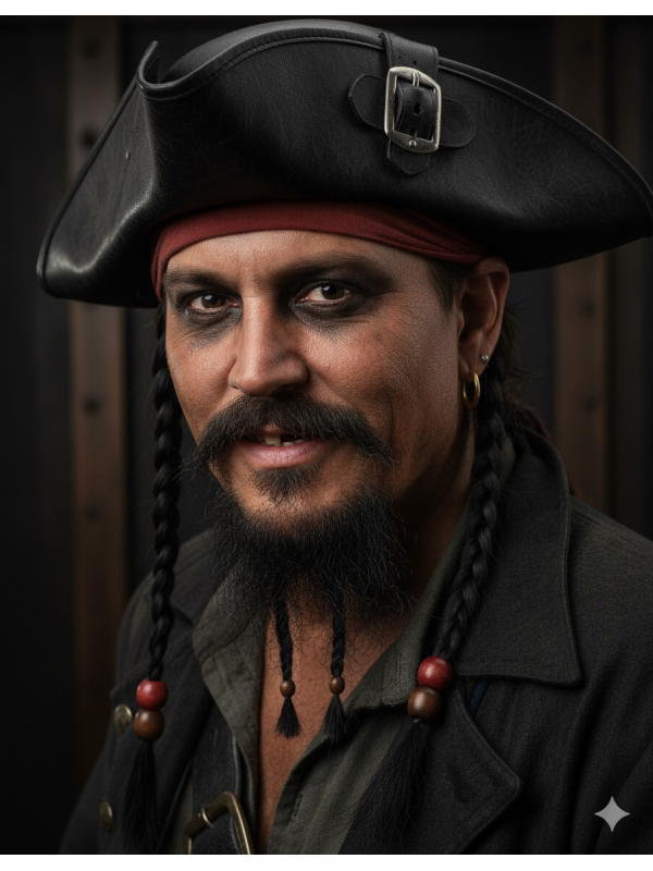 Moustache et barbe de pirate avec tresses
