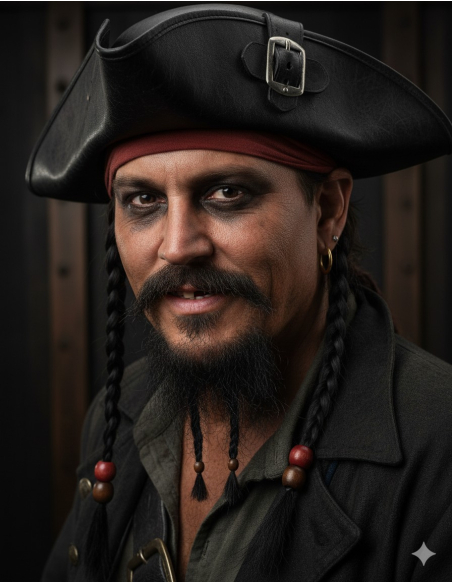 Moustache et barbe de pirate avec tresses
