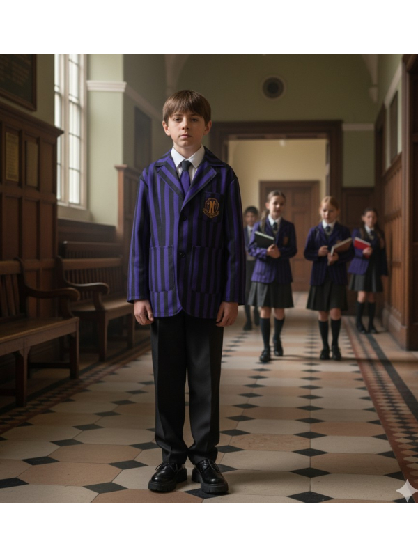 Uniforme garçon 3 pièces noir/violet –  Mercredi™ Nevermore Academy