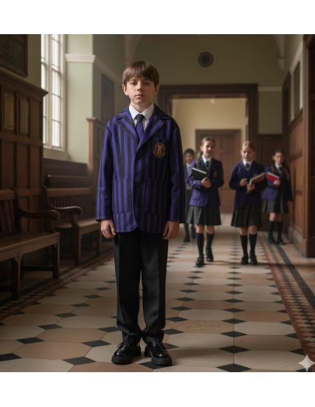 Uniforme garçon 3 pièces noir/violet –  Mercredi™ Nevermore Academy