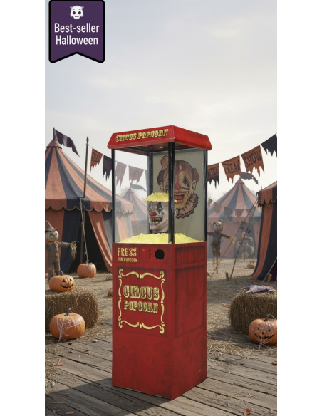 Automate Clown Popcorn Halloween 1,75 m – Animatronic Terrifiant