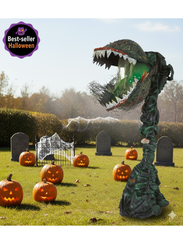Automate Plante Carnivore Géante Halloween 190 cm – Sons, Lumière et Mouvements