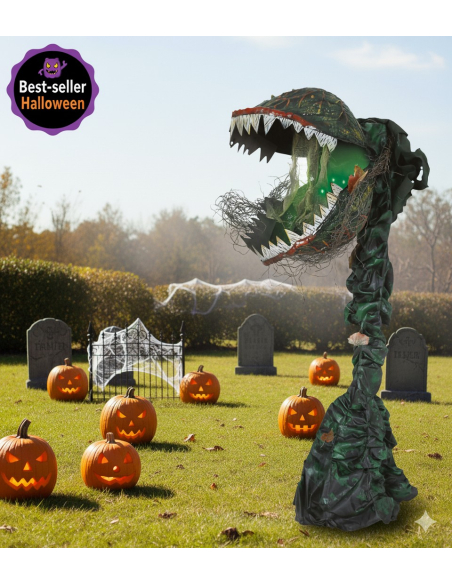 Automate Plante Carnivore Géante Halloween 190 cm – Sons, Lumière et Mouvements
