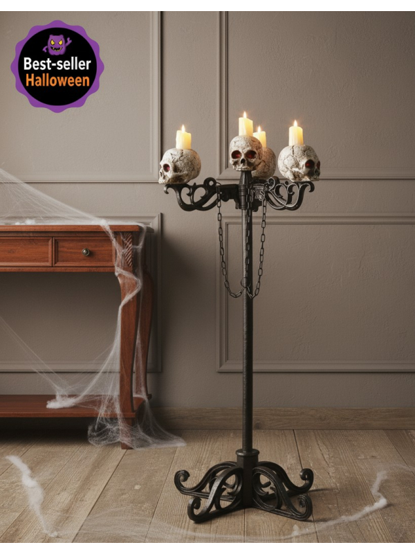 Chandelier Lumineux Tête de Mort 3 en 1 – Une Décoration Terrifiante et Polyvalente