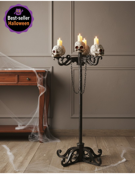 Chandelier Lumineux Tête de Mort 3 en 1 – Une Décoration Terrifiante et Polyvalente