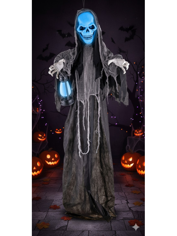 Automate Halloween Fantôme Suspendu 180 cm – Animatronic Son & Lumière