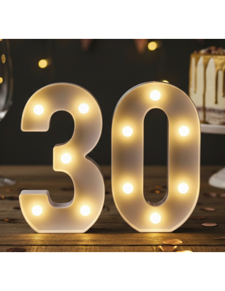 Chiffre Lumineux LED 30 – Décoration Anniversaire, Soirée ou Événement