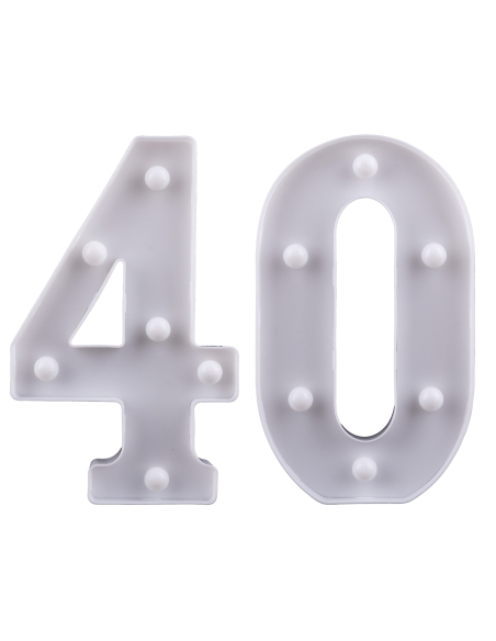 Chiffre Lumineux LED 40 – Décoration Anniversaire Élégante et Lumineuse