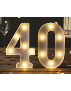 Chiffre Lumineux LED 40 – Décoration Anniversaire Élégante et Lumineuse