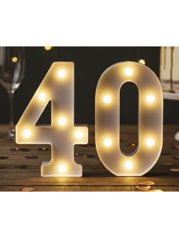 Chiffre Lumineux LED 40 – Décoration Anniversaire Élégante et Lumineuse