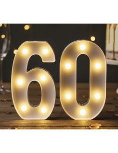 Chiffre Lumineux LED 60 – Décoration Élégante pour Anniversaire ou Noces de Diamant