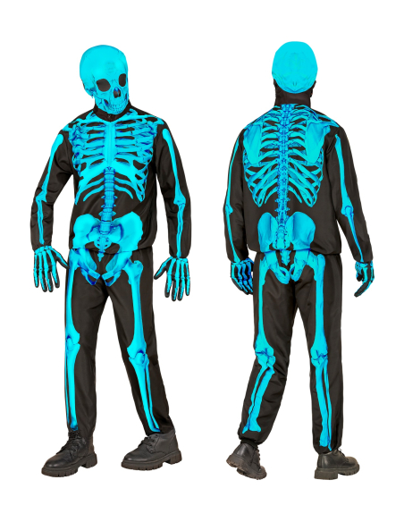Déguisement Squelette Fluorescent FAST pour Enfant – Tenue Complète Halloween (Veste, Pantalon, Gants, Masque)