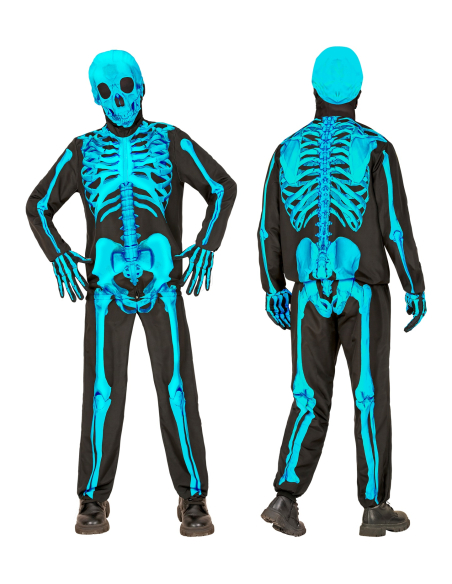 Déguisement Squelette Fluorescent FAST pour Enfant – Tenue Complète Halloween (Veste, Pantalon, Gants, Masque)