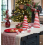 Sapin Cône Fourrure Candy Stripes Ø14 cm x 25 cm – Déco de Noël Élégante Rouge et Blanche