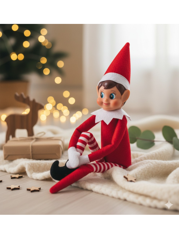 Lutin Farceur Fille Elvie 10×5×38 cm – Décoration de Noël Mignonne et Malicieuse
