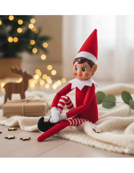 Lutin Farceur Fille Elvie 10×5×38 cm – Décoration de Noël Mignonne et Malicieuse