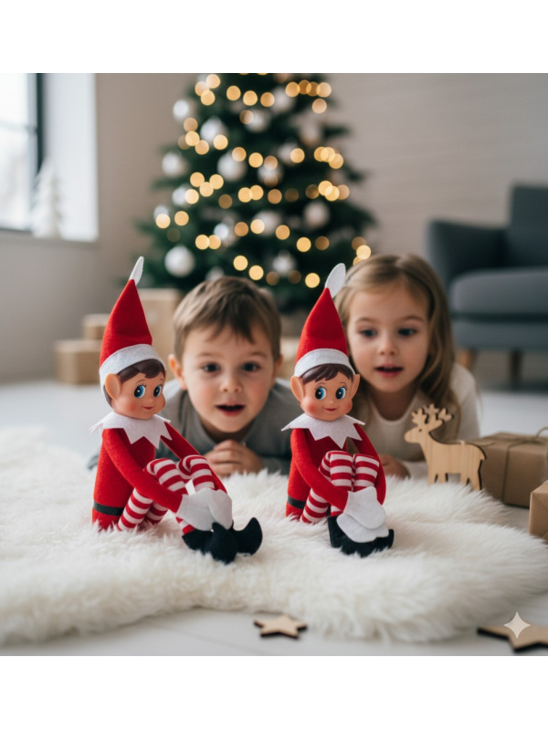 Lutin Farceur Fille Elvie 10×5×38 cm – Décoration de Noël Mignonne et Malicieuse