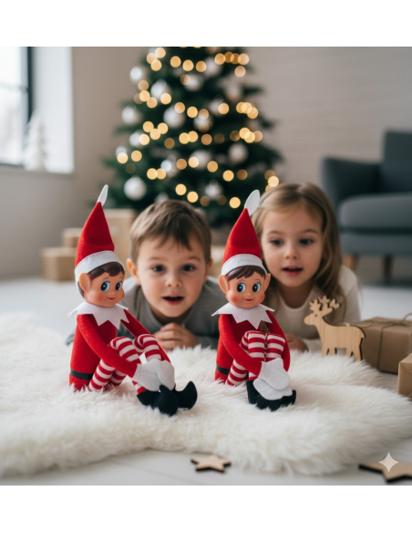 Lutin Farceur Fille Elvie 10×5×38 cm – Décoration de Noël Mignonne et Malicieuse