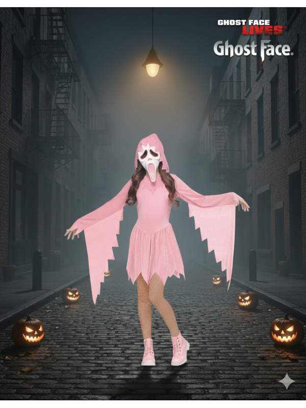 Déguisement Ghost Face® Enfant Rose Pailleté – Sparkle Edition Officielle Fun World