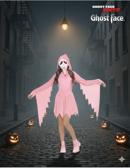 Déguisement Ghost Face® Enfant Rose Pailleté – Sparkle Edition Officielle Fun World