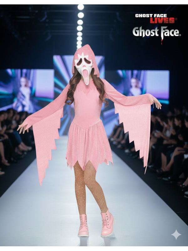 Déguisement Ghost Face® Enfant Rose Pailleté – Sparkle Edition Officielle Fun World