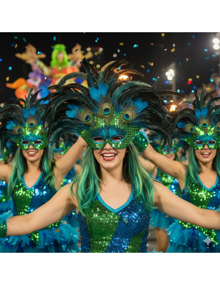 Masque Carnaval Brésilien Oiseau de Paradis Deluxe – Explosion de Plumes et d’Éclat