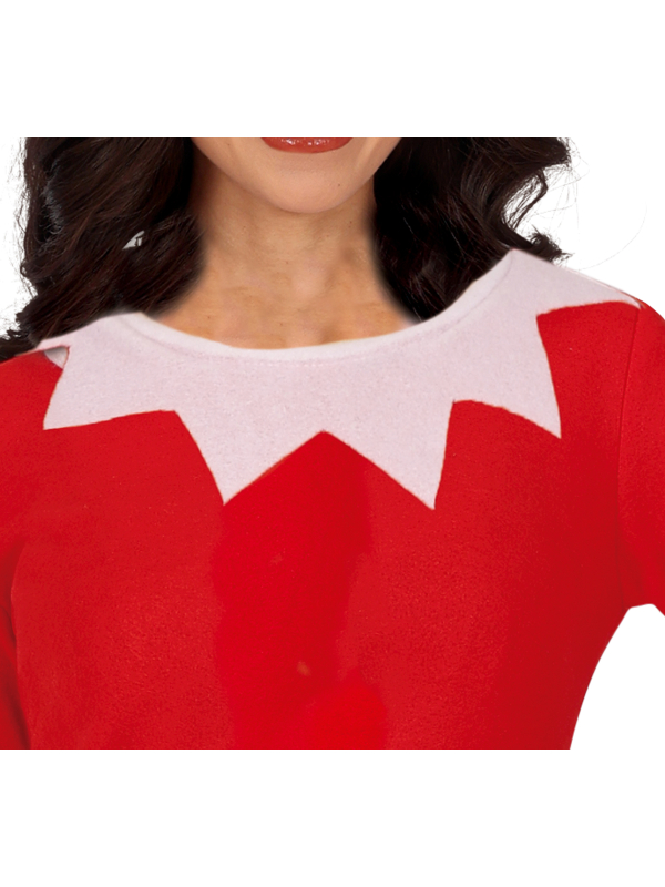Déguisement Lutin Espiègle Femme – Costume complet rouge et blanc pour Noël