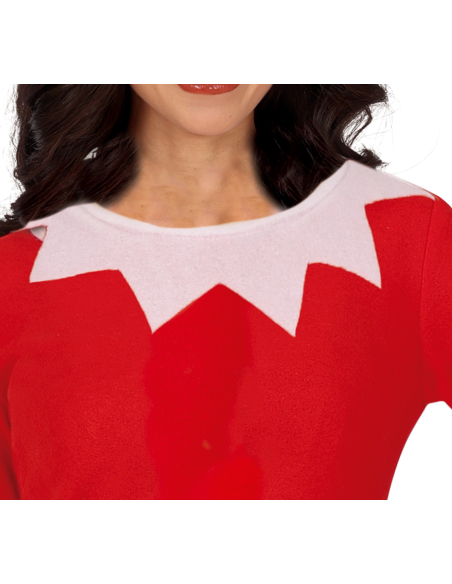 Déguisement Lutin Espiègle Femme – Costume complet rouge et blanc pour Noël
