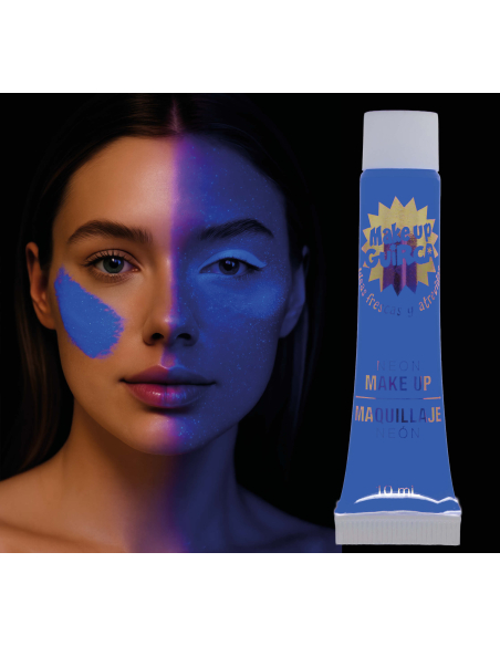 Maquillage Fluo Bleu – Tube 10 ml – Couleur Néon pour Soirées, Festivals et Halloween