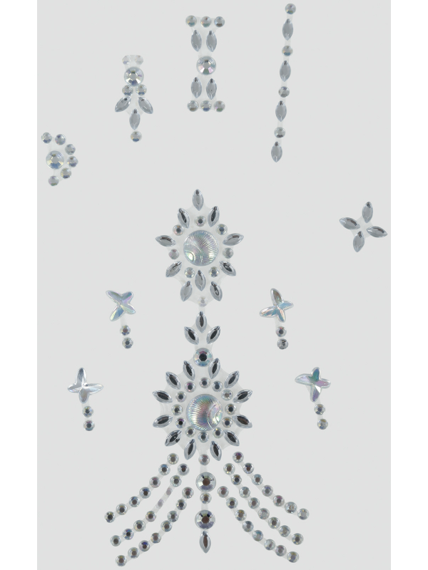 Bijoux Adhésifs Main 11x18 cm – Strass Argentés Effet Cristal pour Mariage, Scène ou Festival