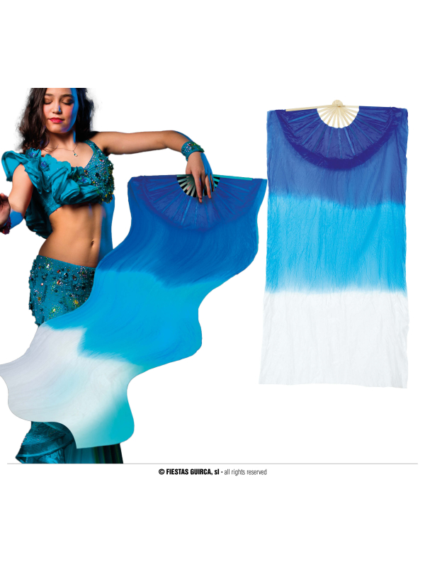 Éventail à Voile Bleu Dégradé – Accessoire de Danse et de Spectacle Professionnel