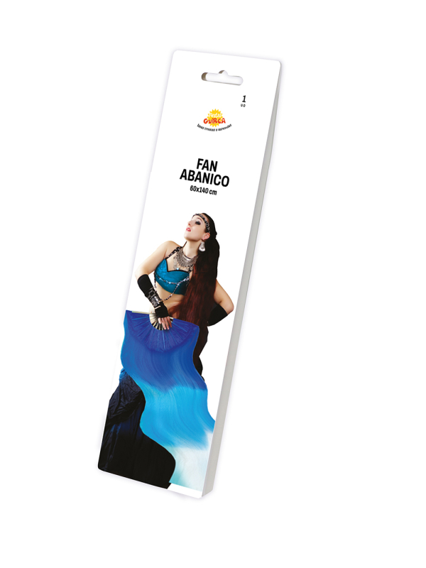 Éventail à Voile Bleu Dégradé – Accessoire de Danse et de Spectacle Professionnel
