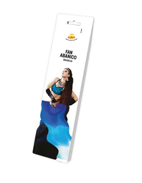 Éventail à Voile Bleu Dégradé – Accessoire de Danse et de Spectacle Professionnel